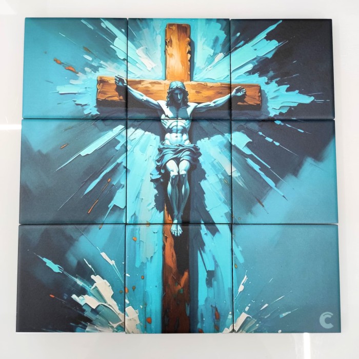 Quadro Mosaico quadrato su ceramica con Stampa Arte Sacra